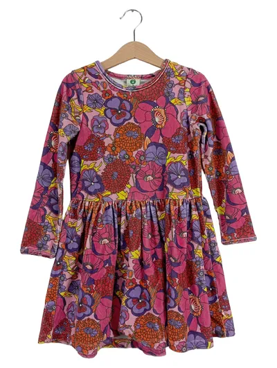 Småfolk Freizeitkleid Blumenmuster Mädchen Gr. 104 Mehrfarbig Baumwolle