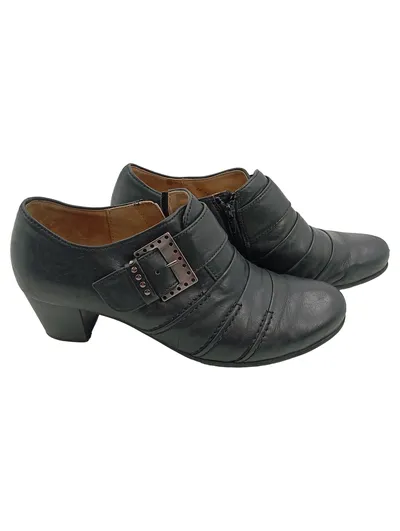 Gabor Damen Stiefelette Leder Schwarz Schnalle Blockabsatz Gr. 37,5