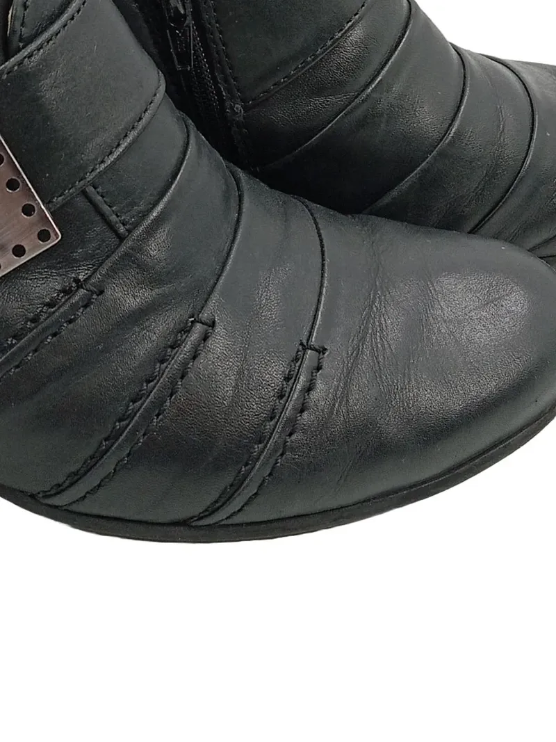Gabor Damen Stiefelette Leder Schwarz Schnalle Blockabsatz Gr. 37,5 6