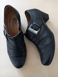 Gabor Damen Stiefelette Leder Schwarz Schnalle Blockabsatz Gr. 37,5 7
