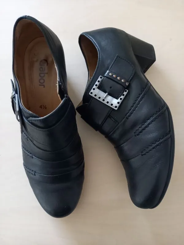 Gabor Damen Stiefelette Leder Schwarz Schnalle Blockabsatz Gr. 37,5 7