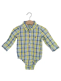 babyGap Baby Body Hemd kariert Langarm Gr. 80 12-18 Monate Blau Gelb 1