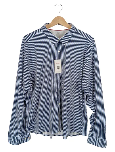 DESOTO Herren Business Hemd Gr. 3XL Blau Weiß Gestreift Langarm Baumwolle