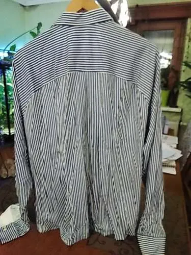 DESOTO Herren Business Hemd Gr. 3XL Blau Weiß Gestreift Langarm Baumwolle