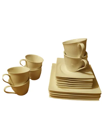 CreaTable Kaffeeservice 6 Gedecke Weiß Modern Porzellan