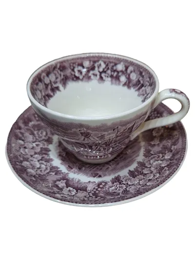Wedgwood Tasse Untertasse Porzellan Lila Vintage Ferrara Set