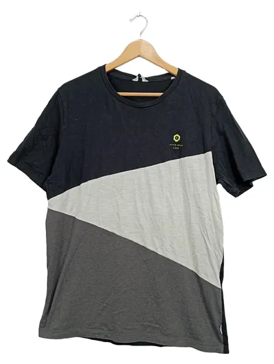 Jack & Jones Core Herren T-Shirt Gr. XL Colorblock Schwarz Grau Baumwolle