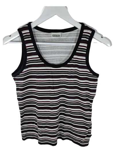 Street One Damen Top Tanktop Gr. 40 L gestreift Baumwolle mehrfarbig