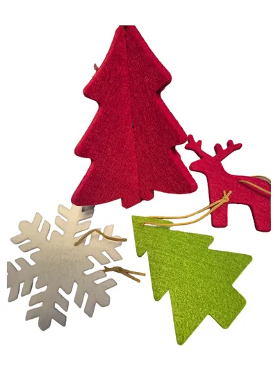 Weihnachtsbaumschmuck Filz Set Tannenbaum Rentier Schneeflocke Mehrfarbig