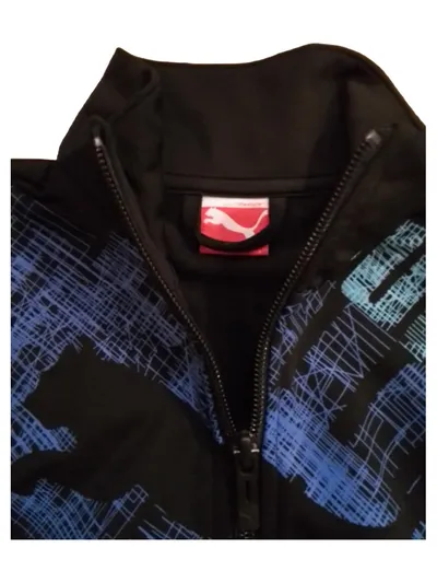 PUMA Trainingsjacke Kinder Gr. 116 Schwarz Blau Sportjacke Zip
