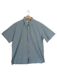 Cortina Herren Freizeithemd Kurzarm Kariert Gr. 43/44 Blau Grün 1