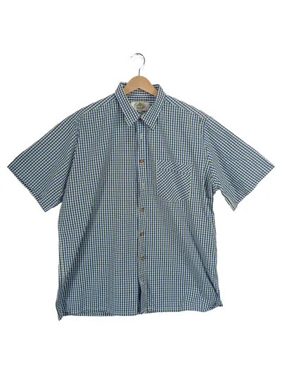 Cortina Herren Freizeithemd Kurzarm Kariert Gr. 43/44 Blau Grün
