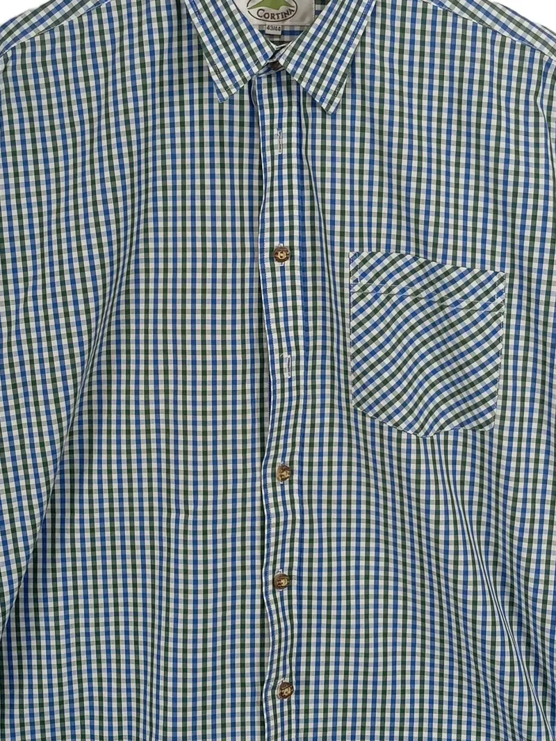 Cortina Herren Freizeithemd Kurzarm Kariert Gr. 43/44 Blau Grün 4