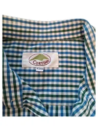 Cortina Herren Freizeithemd Kurzarm Kariert Gr. 43/44 Blau Grün 5
