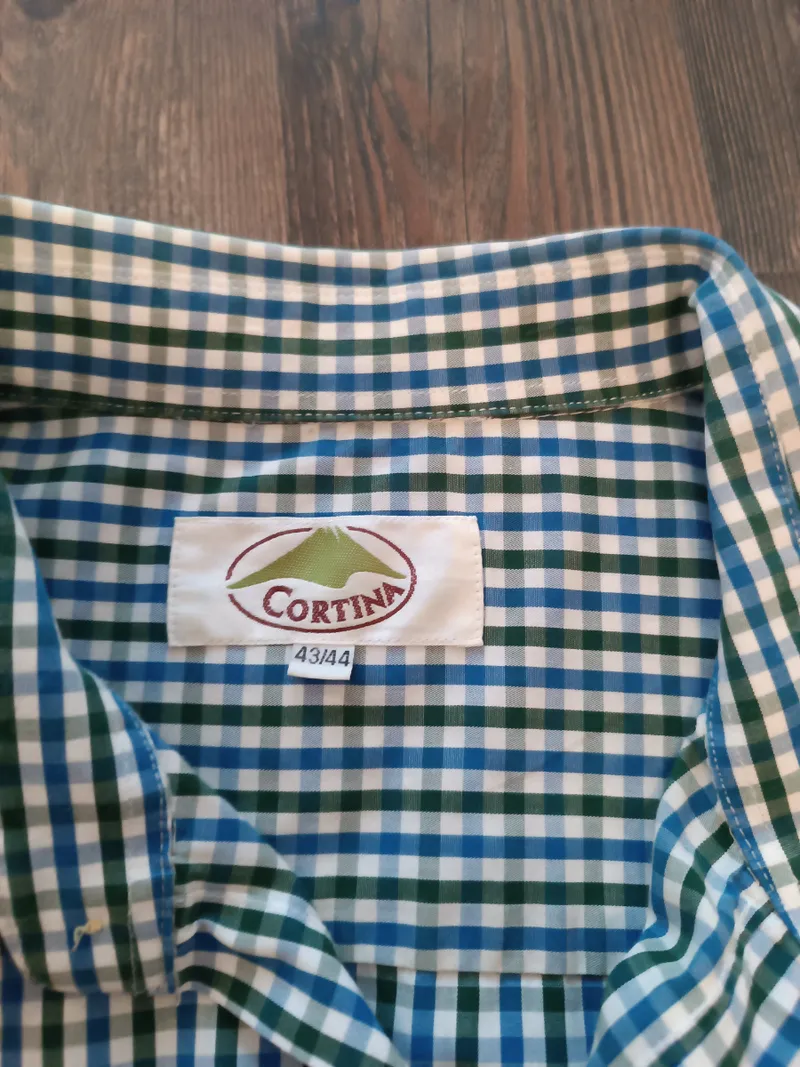 Cortina Herren Freizeithemd Kurzarm Kariert Gr. 43/44 Blau Grün 6