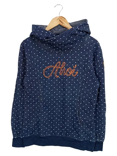 Derbe Ahoi Damen Kapuzenpullover Hoodie Gr. M Blau Punkte Maritim