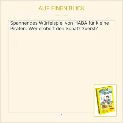 HABA Glücks-Piraten Würfelspiel Abenteuer Familienspiel Kinderspiel