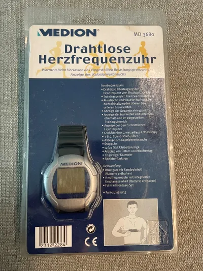 Medion MD 3680 Drahtlose Herzfrequenzuhr Pulsuhr Schwarz Sport Fitness