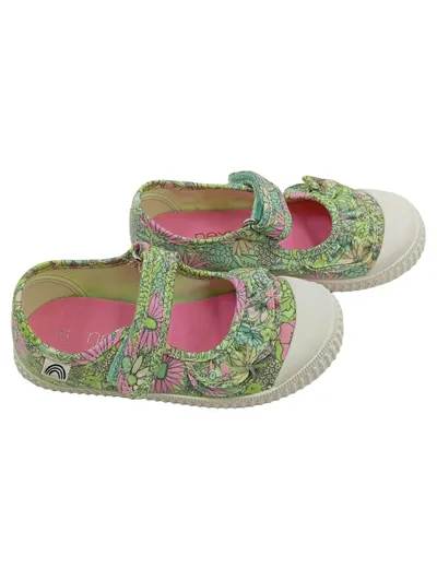 Next Mädchen Lauflernschuhe Blumenmuster Gr. 26 Grün Pink Canvas