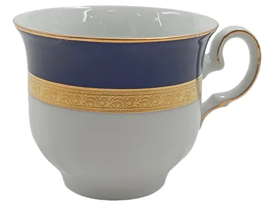 Winterling Kaffeetasse Porzellan Weiß Blau Goldrand Klassisch