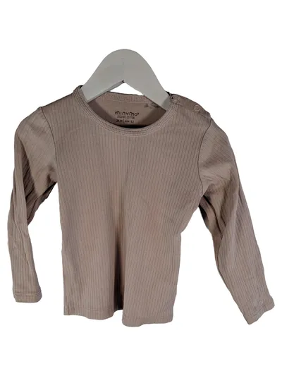 Minymo Langarmshirt Gr. 92 Beige Rippstrick Bio-Baumwolle Basic