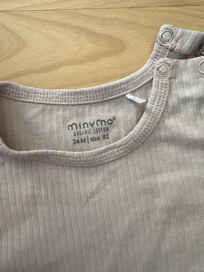Minymo Langarmshirt Gr. 92 Beige Rippstrick Bio-Baumwolle Basic