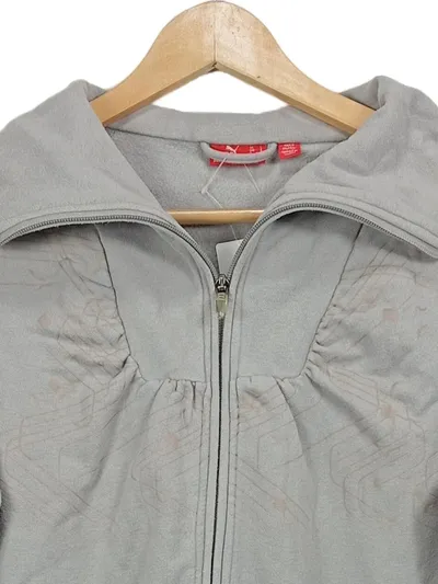 PUMA Damen Trainingsjacke Sweatjacke Grau Gr. L Baumwolle Sportjacke