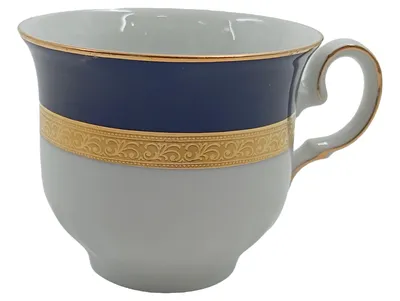 Winterling Kaffeetasse Porzellan Tasse Blau Goldrand Klassisch