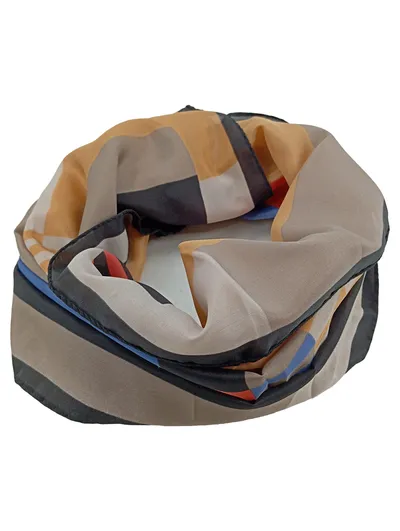 GIM RENOIR Damen Halstuch Seidentuch Geometrisch Mehrfarbig Vintage