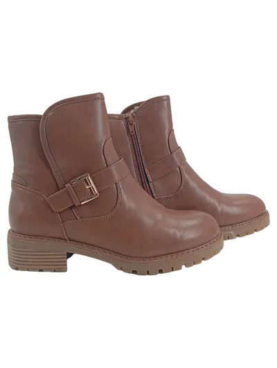 Anna Field Stiefelette Damen Gr. 38 Braun Casual Boots Reißverschluss Schnalle