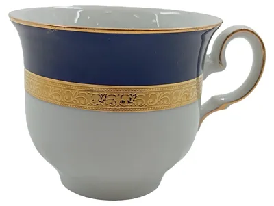 Winterling Tasse Porzellan Klassisch Mehrfarbig Goldrand Dunkelblau 8 cm