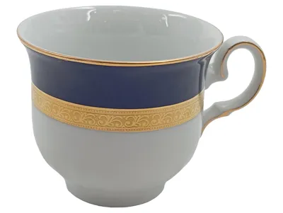 Winterling Tasse Kaffeetasse Porzellan Weiß Blau Goldrand Klassisch