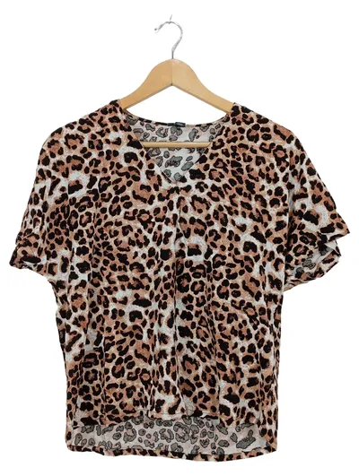 VERO MODA Damen T-Shirt Leopardenmuster Gr. S Braun Animal Print