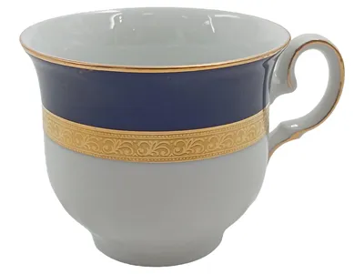 Winterling Kaffeetasse Porzellan Weiß Blau Goldrand Vintage