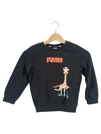 PUMA Kinder Pullover Sweatshirt Giraffe Gr. 116 Schwarz Sportlich