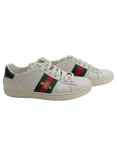 Gucci Ace Sneaker Damen Gr. 34,5 Weiß Streetwear Leder