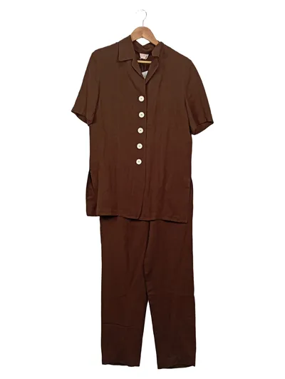 Betty Barclay Damen Hosenanzug Gr. 36 Braun Klassisch Business Leinen