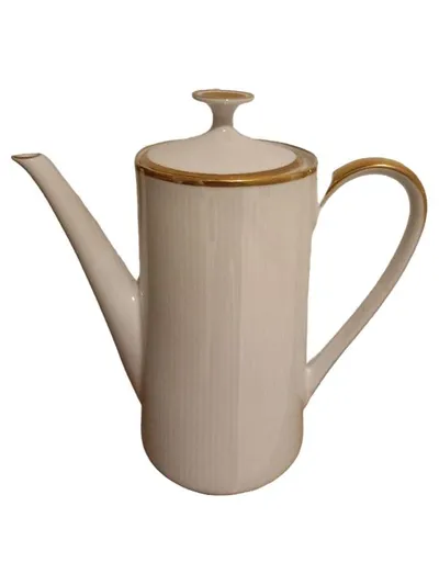 Mitterteich Bavaria Kaffeekanne Porzellan Goldrand Weiß 1,2L