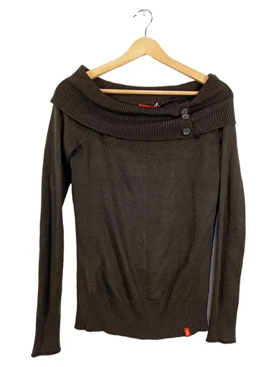 edc by Esprit Damen Pullover Gr. XS/34 Oliv Schulterfrei Langarm