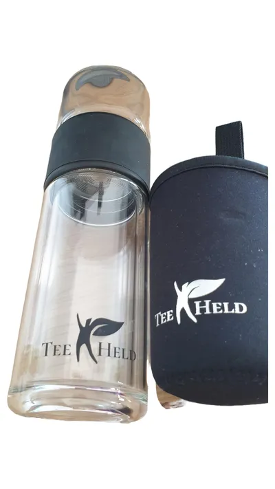 TEEHELD Teeflasche Glas Trinkflasche 400ml Transparent mit Sieb