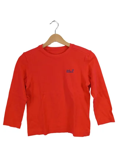 Jack Wolfskin Kinder Langarmshirt Gr. 140 Rot Baumwolle Wolf Motiv Freizeit