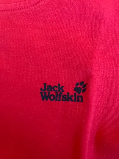 Jack Wolfskin Kinder Langarmshirt Gr. 140 Rot Baumwolle Wolf Motiv Freizeit