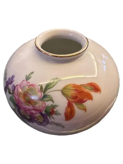 Fürstenberg Porzellan Vase Kugelform Blumen 8cm Haarriss