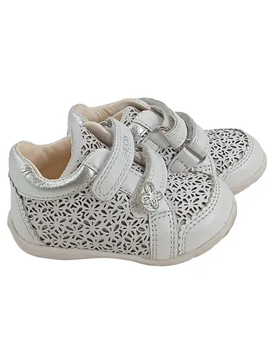 Geox Sneaker low Kinder Mädchen Gr. 20 Weiß Silber Casual Lochmuster