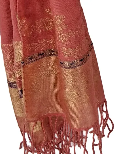 ARA Schal Damen Rot 160x67cm Elegant Florales Muster Seide Wolle Fransen