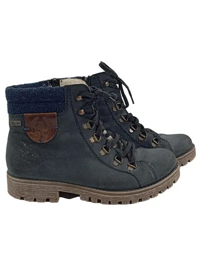 Rieker Damen Stiefelette Gr. 37 Blau Warm Gefüttert Outdoor Boots