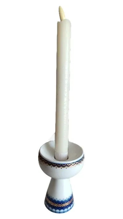 H&C Selb Bavaria Kerzenständer Porzellan Weiß Klassisch Echt Kobalt