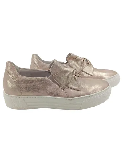 Gabor Damen Slipper Slip-On Sneaker Rosé Metallic Schleife Gr. 39