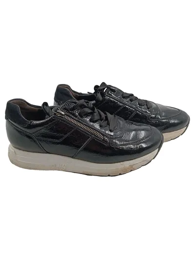 Paul Green Damen Sneaker Low Lackleder Schwarz Gr. 37 Reißverschluss
