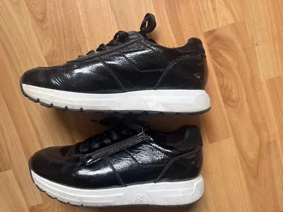 Paul Green Damen Sneaker Low Lackleder Schwarz Gr. 37 Reißverschluss